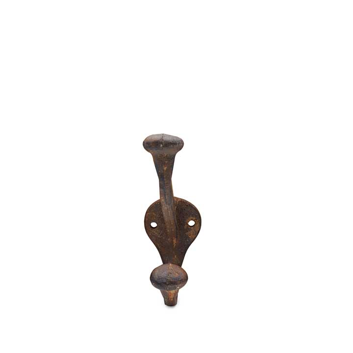 Cast Iron Double Wall Hook - brown