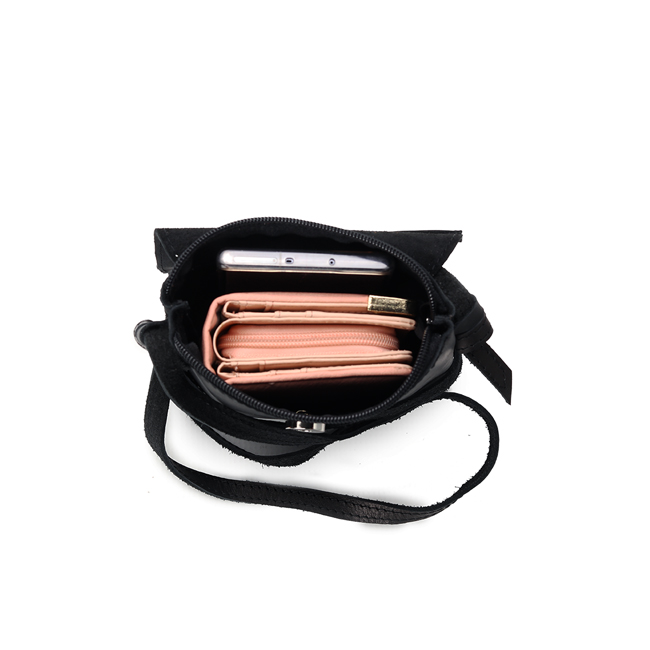 VELLIES & Compact Sling Bag | Black Leather