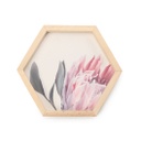 Hexagonal Pine Box Set (38cmx33cm) | pink protea printed canvas
