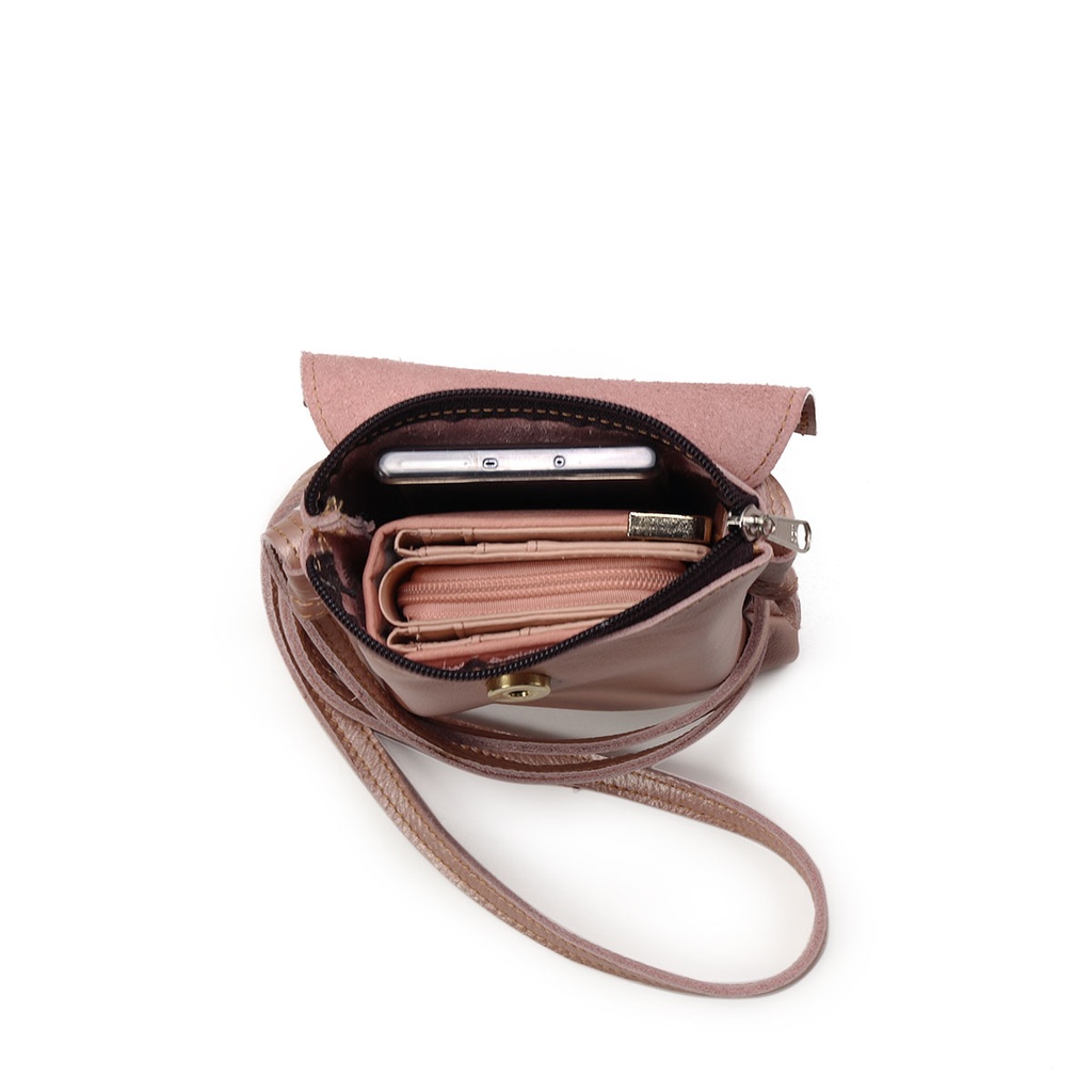 VELLIES & Compact Sling Bag | Rose Gold Leather