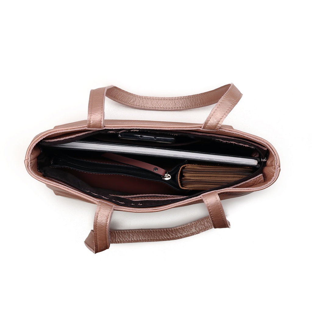 VELLIES & Shopper Handbag | Rose Gold Leather