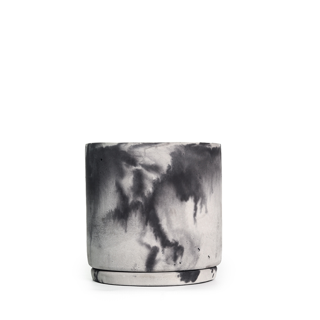 Round Marble Concrete Pot (15cm) | with drip tray