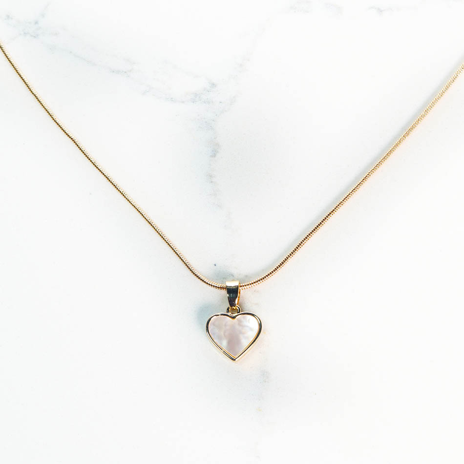 Petite Seashell Heart Pendant | with gold chain