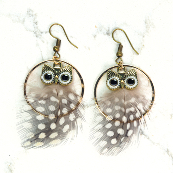 Owl Hoop Earrings