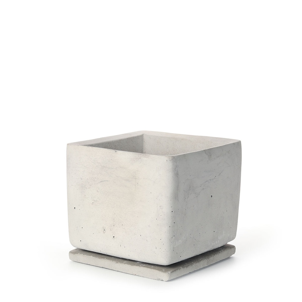 Square Concrete Pot (20x20cm) | with drip tray