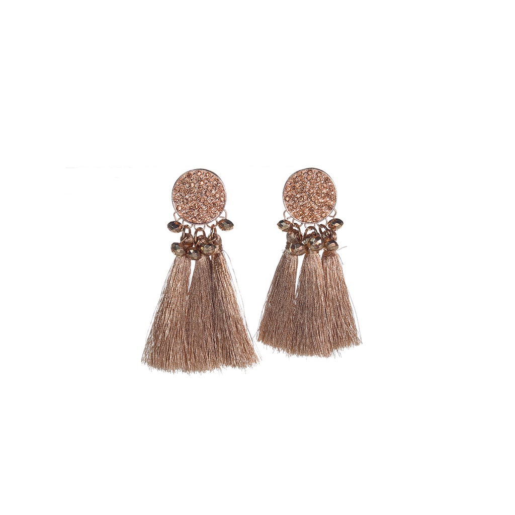 Rose Gold Leather Compact Sling Bag | with FREE Rose Gold Tassel Earrings