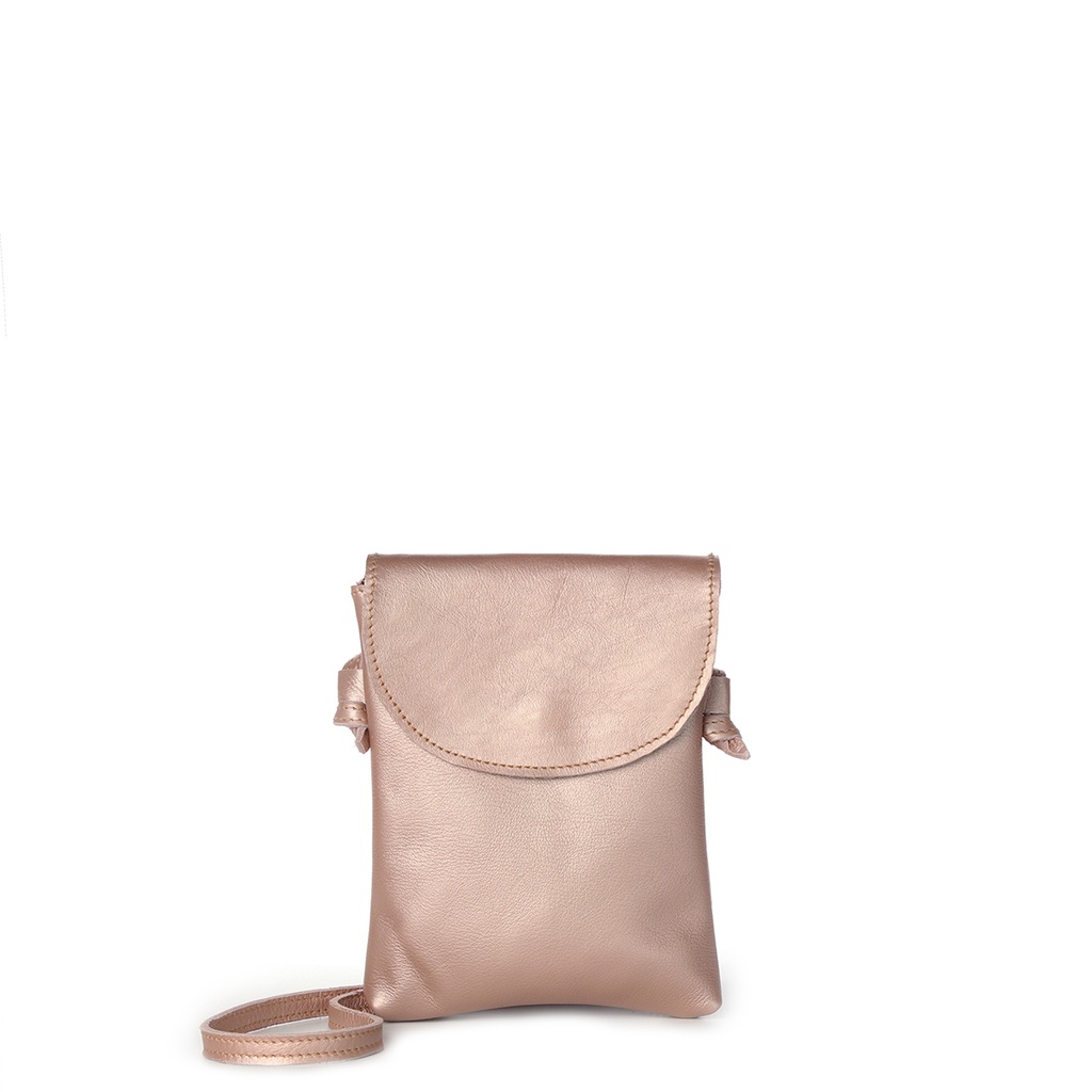 Rose Gold Leather Compact Sling Bag | with FREE Rose Gold Tassel Earrings