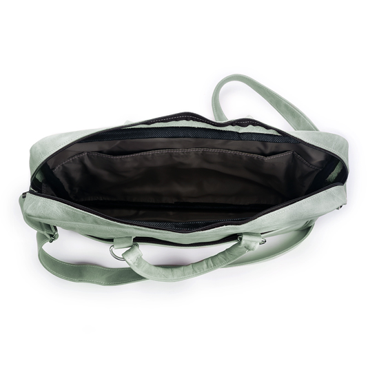 Metro Laptop Bag - Mint Green Leather - 15"