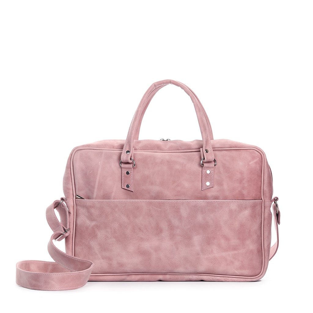 VELLIES &amp; Metro Laptop Bag | Pink Chrome Tanned Leather