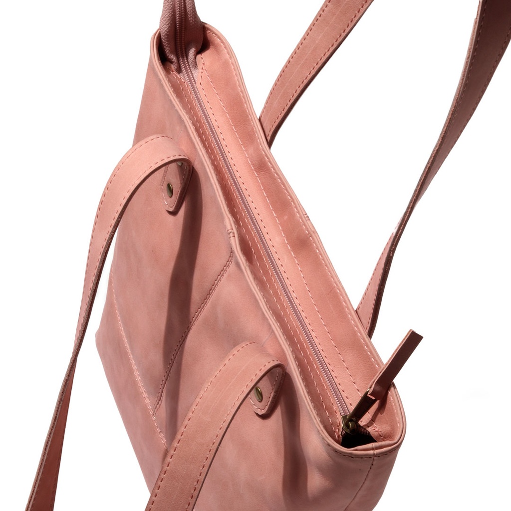 Linear Whispers Tote Bag | rose pink leather