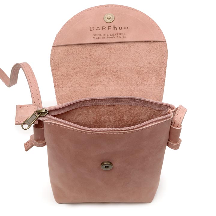 Simple Elegance (small) Sling Bag | rose pink leather Inside