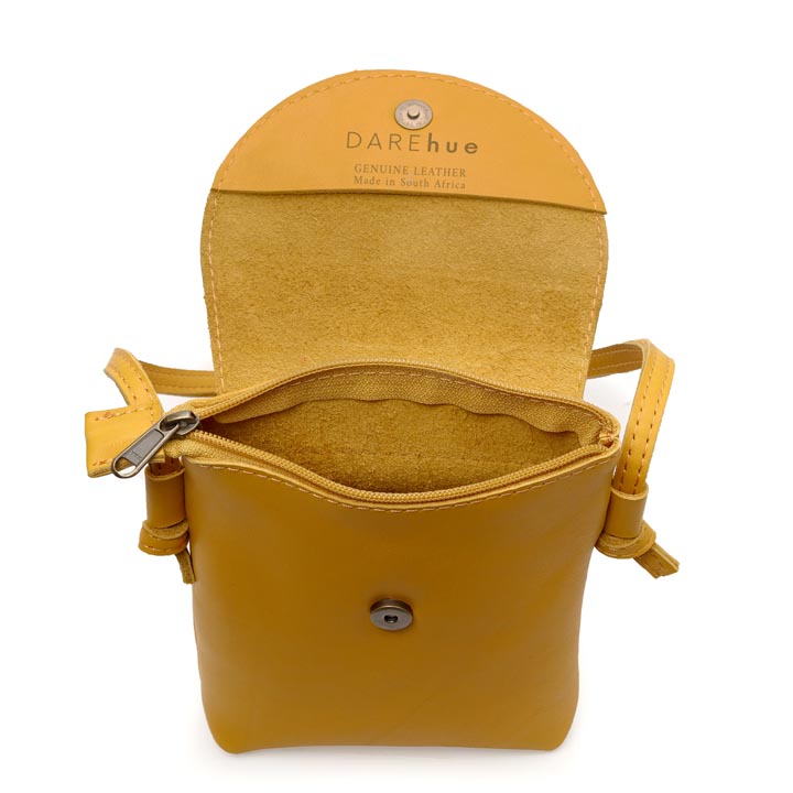 Simple Elegance (small) Sling Bag | mustard yellow leather inside