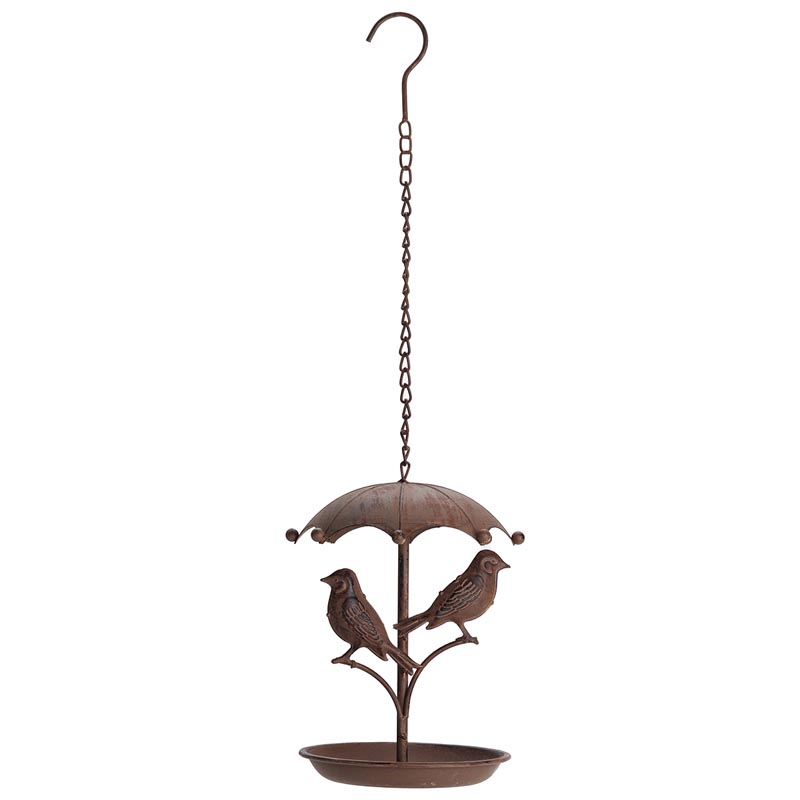 Hanging Metal Bird Feeder (16cm) - brown