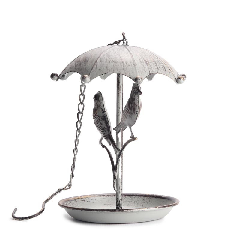 Hanging Metal Bird Feeder (16cm) - grey
