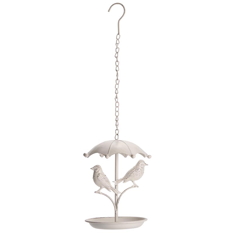 Hanging Metal Bird Feeder (16cm) - white