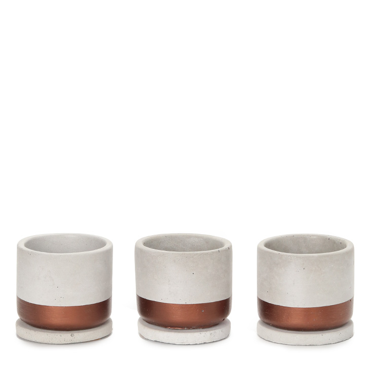 Copper Line Concrete Pot Set