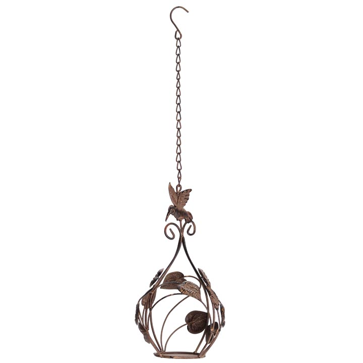 Bird Nest Hanging Metal Candle Holder | with Air Plants