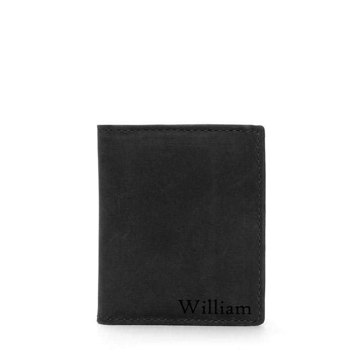 Personalised Men’s Card Holder | Black Leather