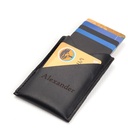 Personalised Men’s Deluxe Card Sleeve Holder | black leather