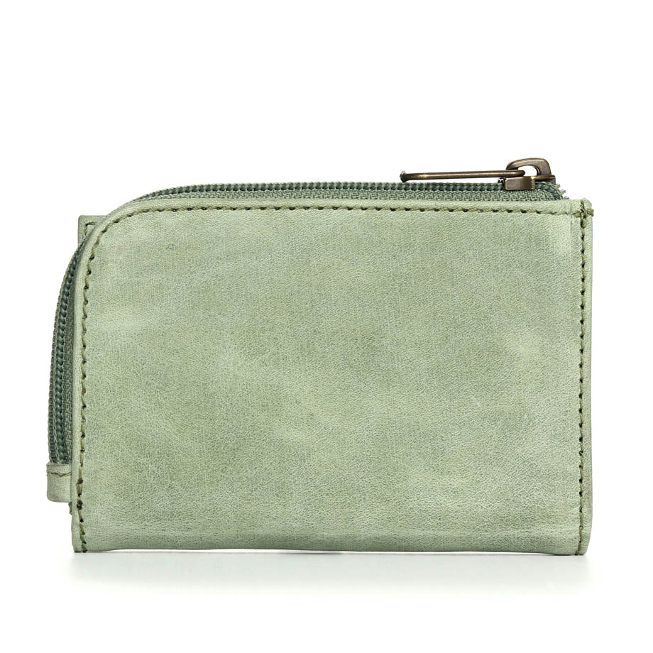 Small Slim Ladies Leather Wallet (8 card slots) - mint green