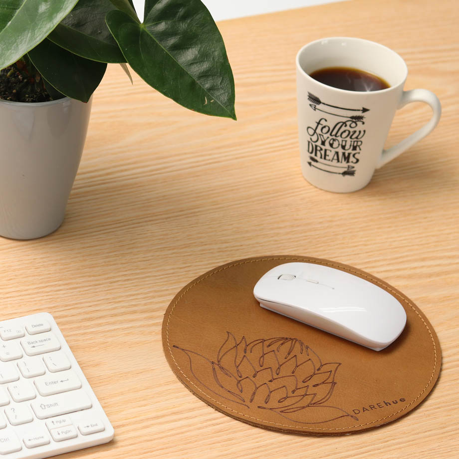 Protea Genuine Leather Mouse Pad | 20cm 