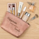 Affirmation Leather Makeup Bag | rose pink