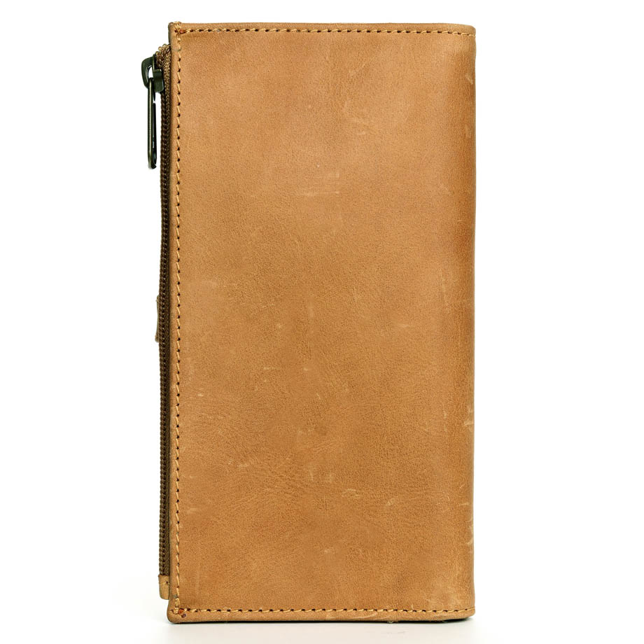 Large Slim Ladies Leather Wallet (17 card slots) | tan brown