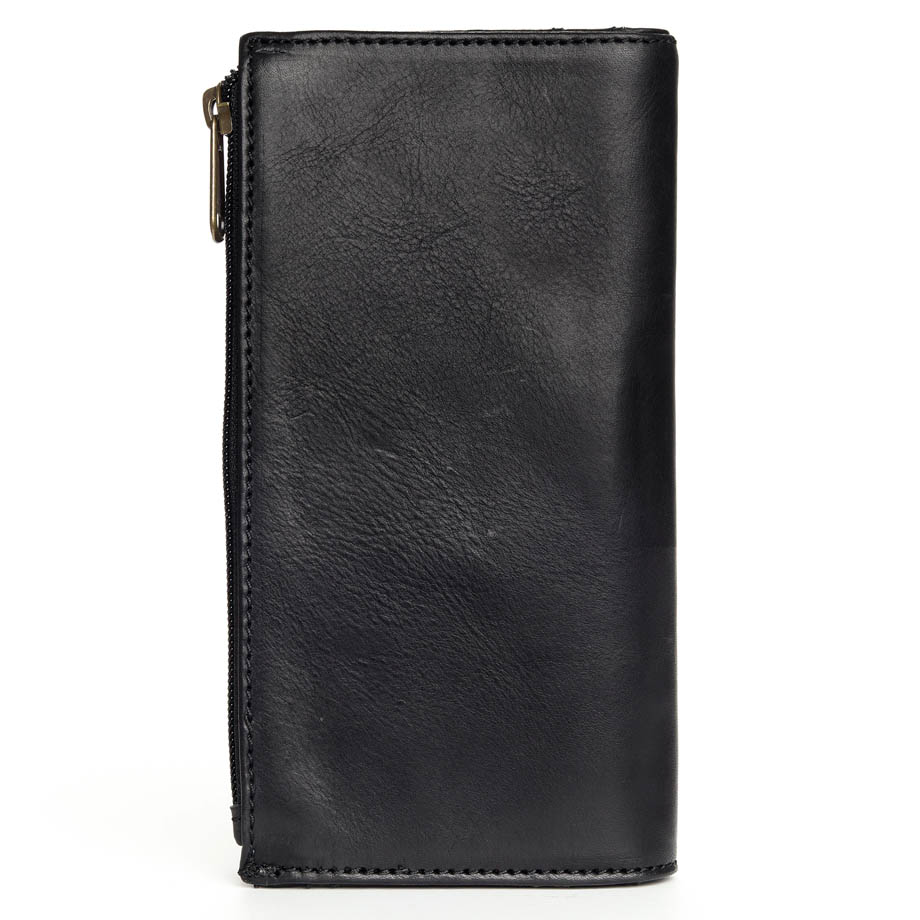 Large Slim Ladies Leather Wallet (17 card slots) | black