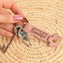 Inspirational Flower Leather Keyring