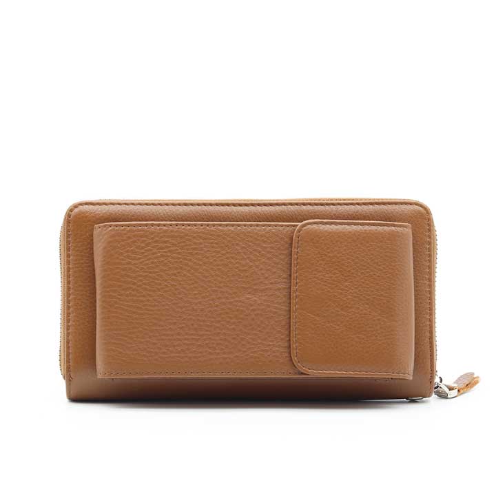 Ladies Modern Zipper Wallet - Hazelnut