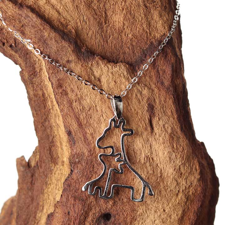 Giraffe Family Necklace - Sterling Silver