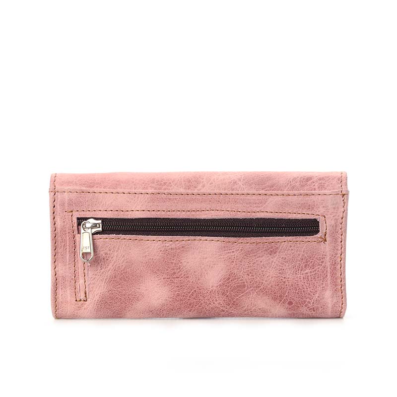 Ladies Leather Tri-fold Wallet - Pink