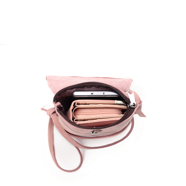 VELLIES & Compact Sling Bag | Pink Leather