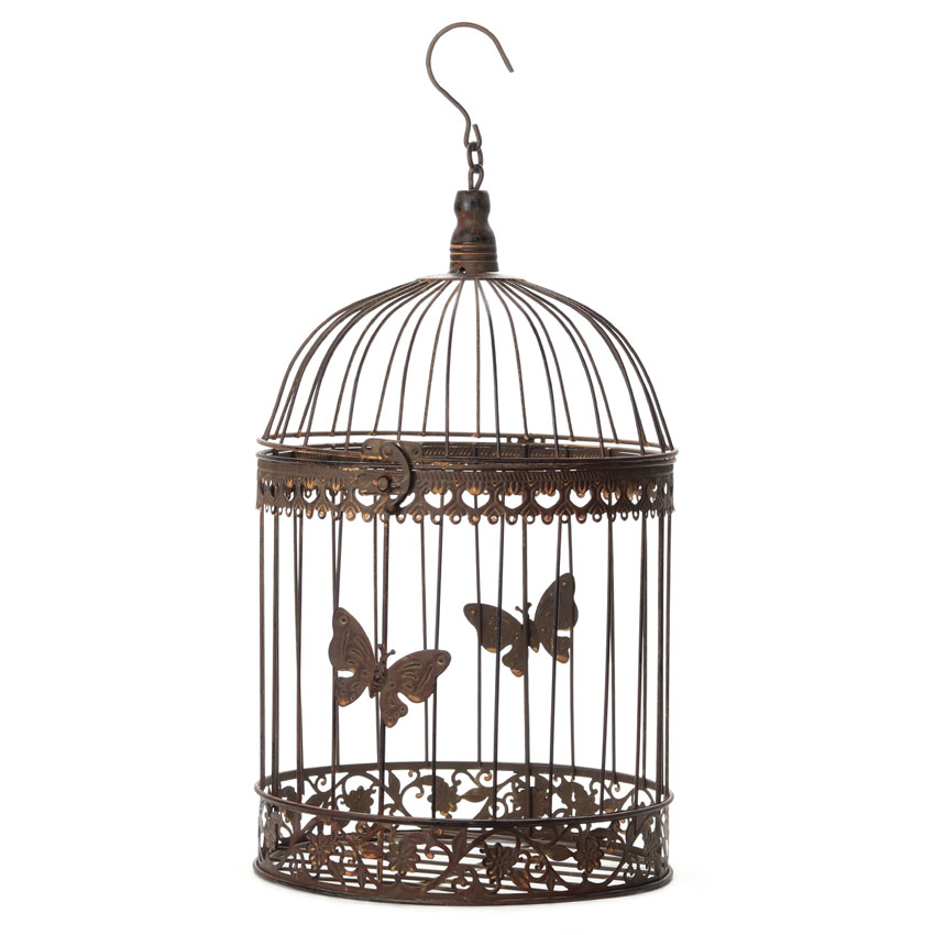 Decorative Metal Bird Cage (26cm) - brown
