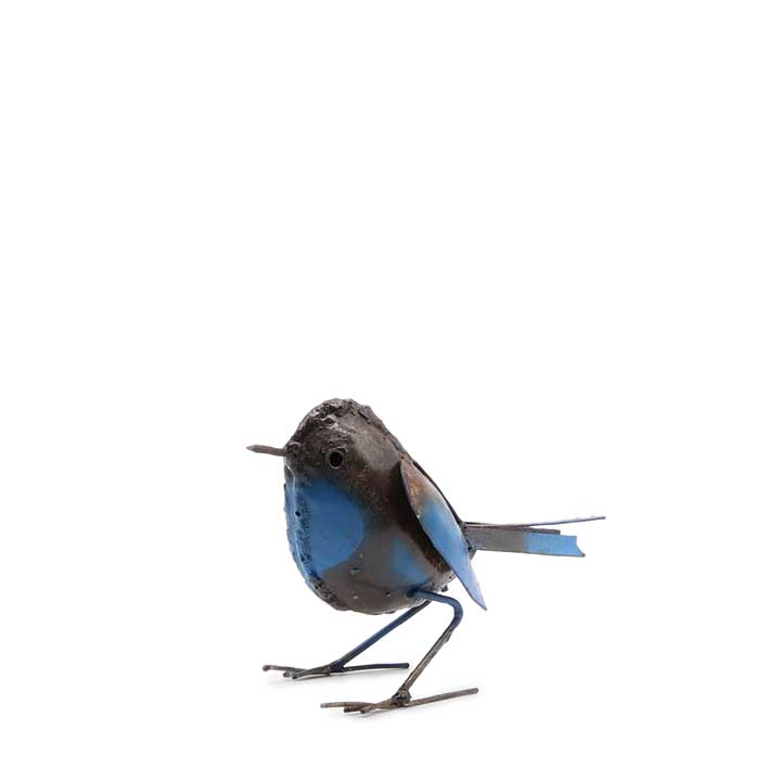 Metal Blue Robin Bird (15cm)