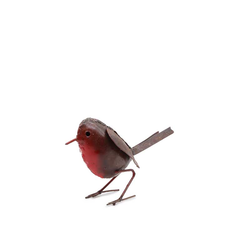 Metal Red Robin Bird Garden Ornament | height +/- 12cm