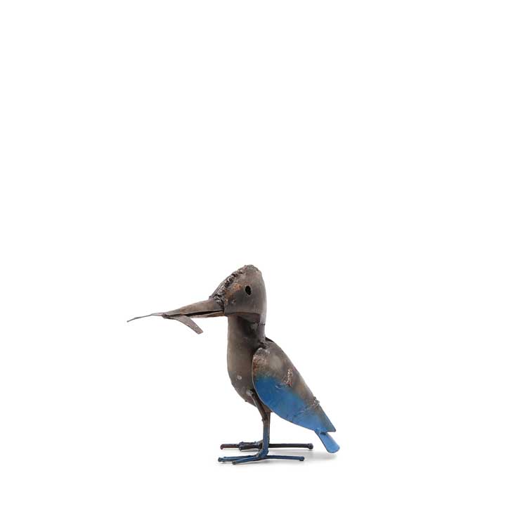 Metal Blue Kingfisher Bird Garden Ornament | height +/- 15cm