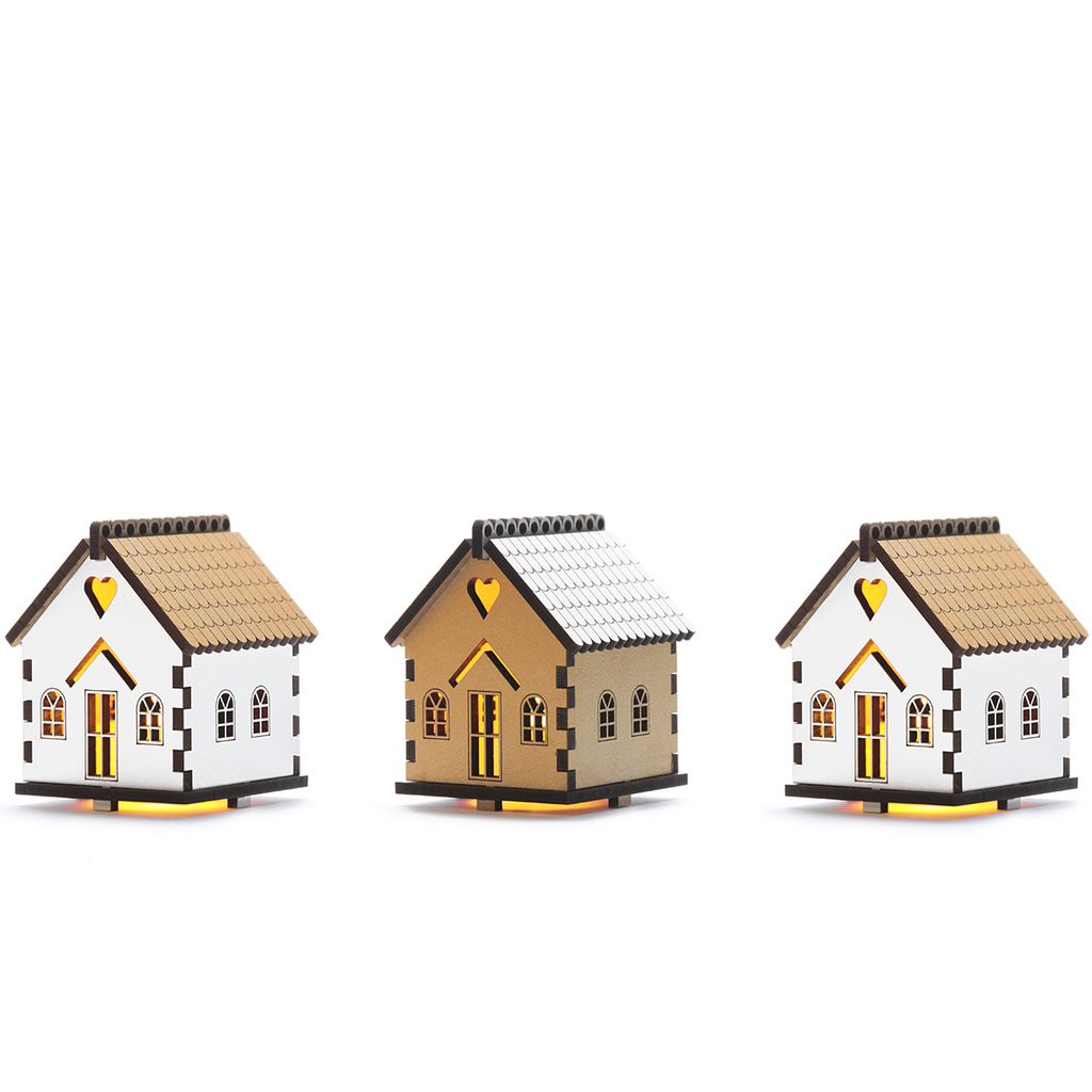 Flickering House Set - small - Gold &amp; White