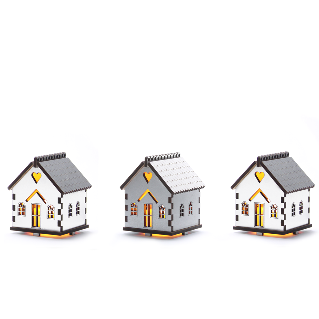 Flickering House Set - small - Silver &amp; White