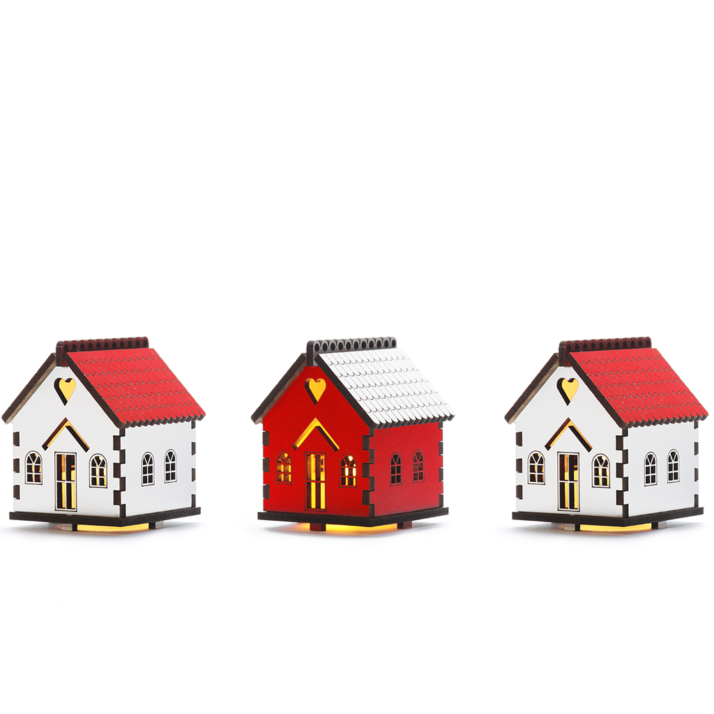 Flickering House Set - small - Red & White