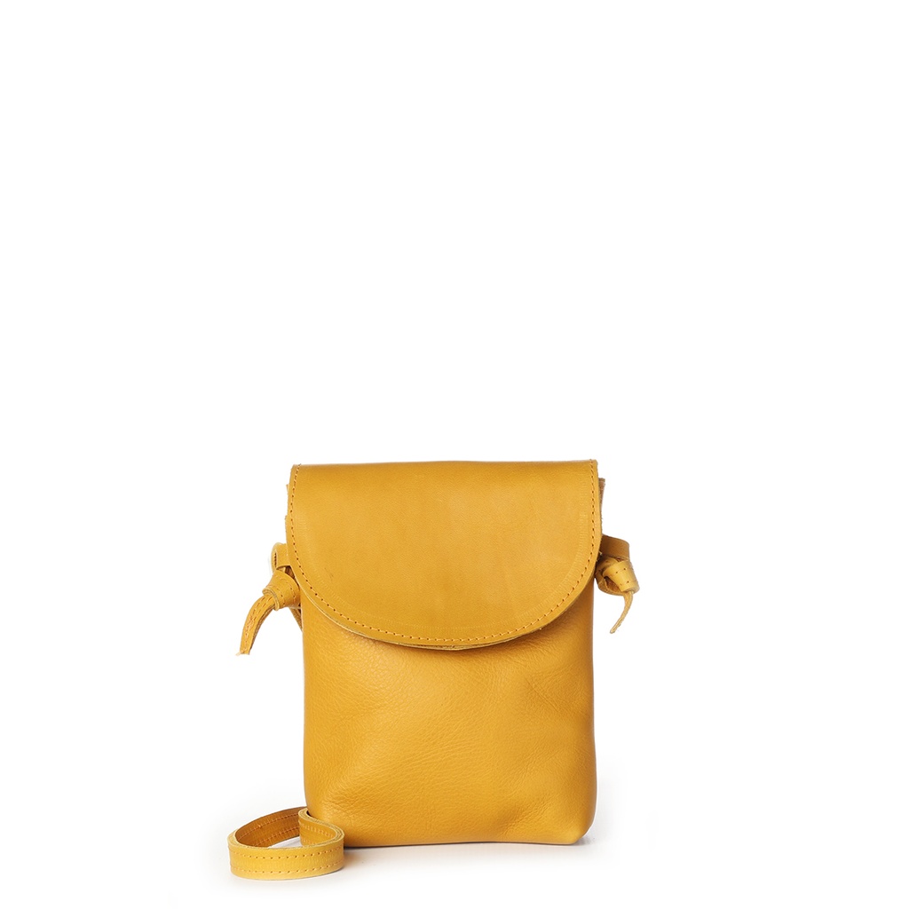 Compact Sling Bag | Mustard Yellow Leather