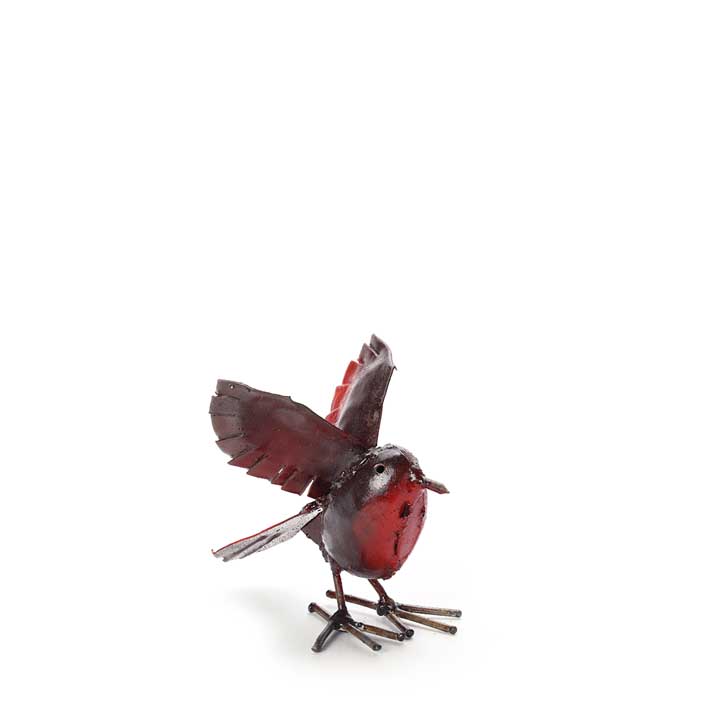 Metal Flying Red Robin Bird Garden Ornament | height +/- 10cm