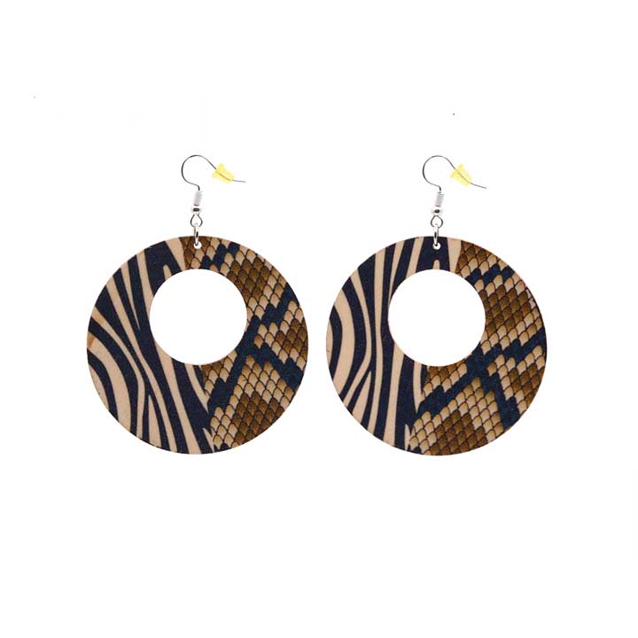 Safari 2 Tone Earrings - Zebra/Snake