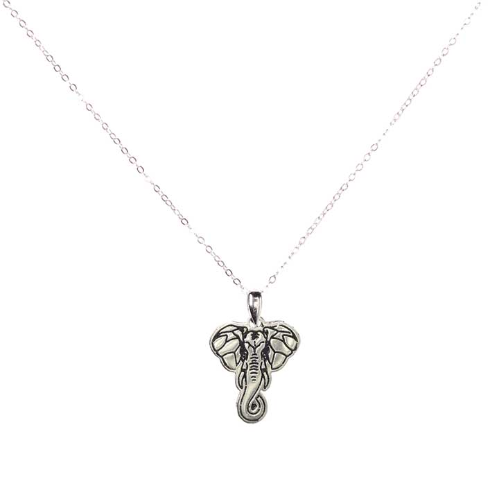 Elephant Pendant Necklace - Sterling Silver
