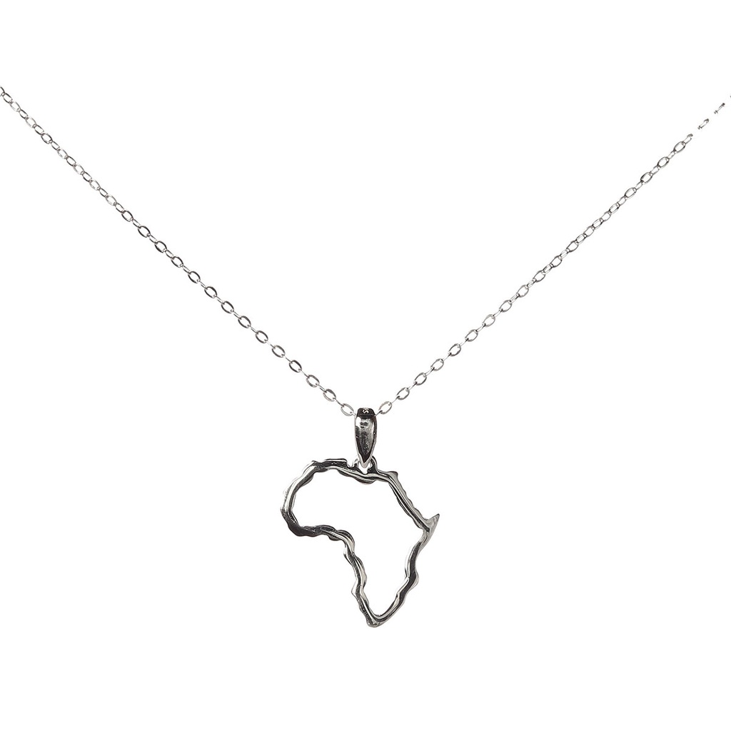 Africa Outline Pendant Necklace - Sterling Silver