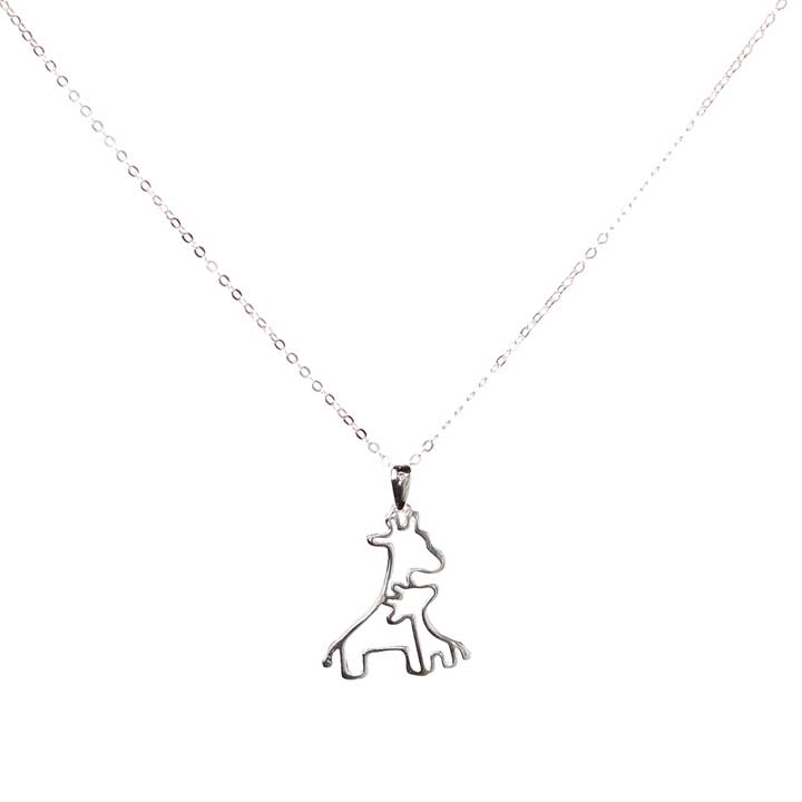 Giraffe Family Pendant Necklace - Sterling Silver