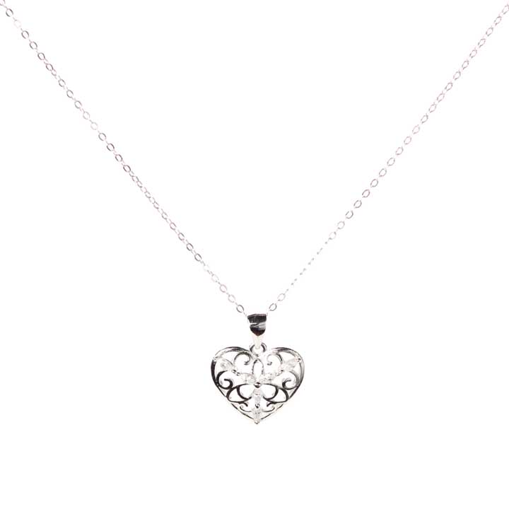 Cross My Heart Pendant Necklace - Sterling Silver