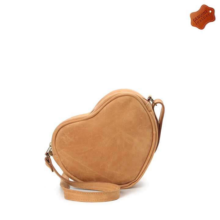 Heart Sling Bag | Tan Leather