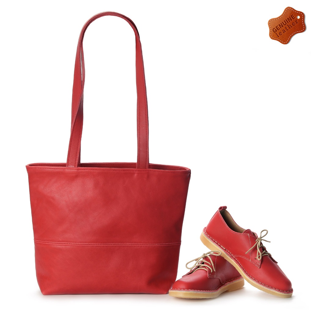 VELLIES &amp; Shopper Handbag | Red Leather
