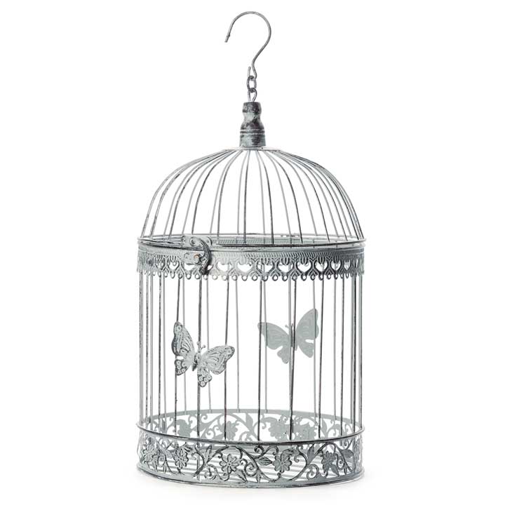 Decorative Metal Bird Cage (26cm) - grey